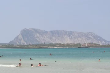 L'île de Tavolara vue depuis la plage de San Teodoro