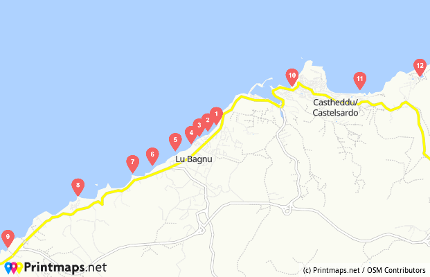 Castelsardo beach Map