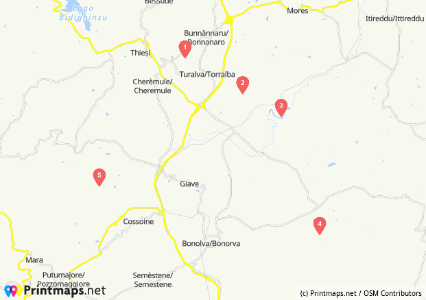 Nuraghi Valley map