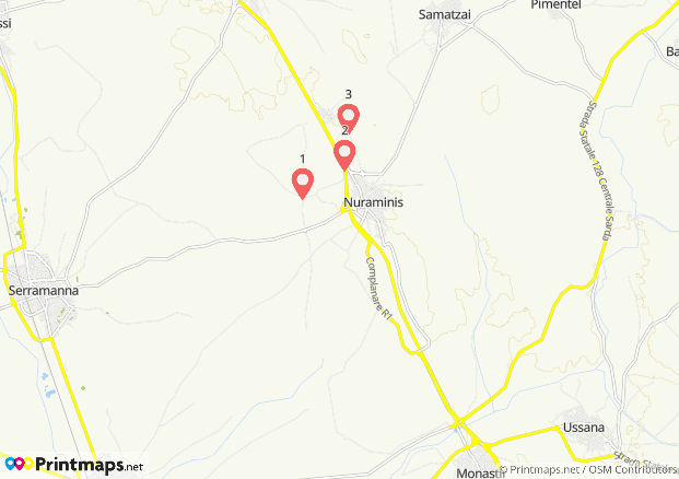 Mappa di Nuraminis e San Lussorio